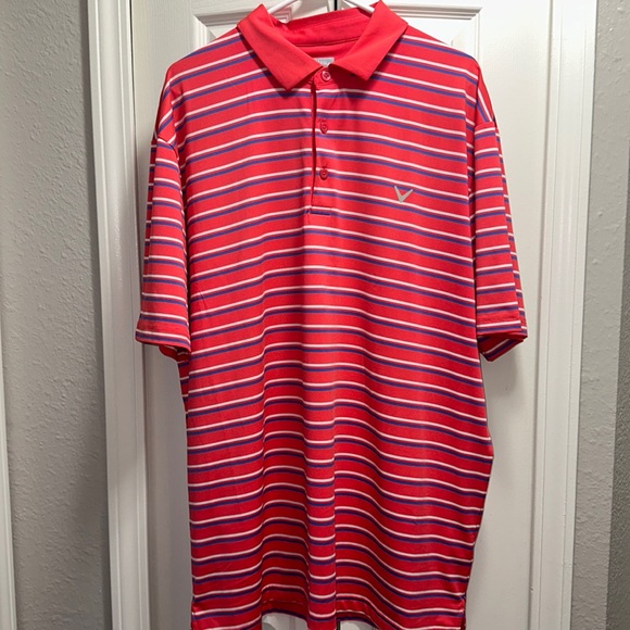 Callaway Other - Callaway golf polo 👕 Pink with blue and white strips XL